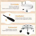 Kosmetinė kėdė su ratukais, reguliuojamo aukščio, balta