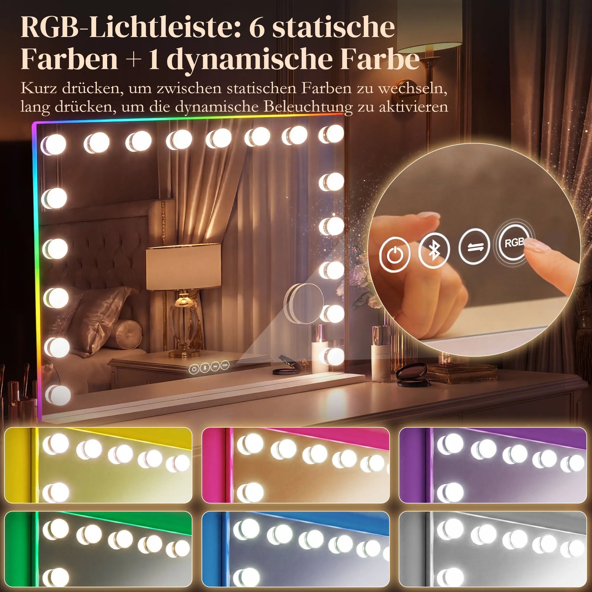Kosmetinis veidrodis su LED apšvietimu, Bluetooth garsiakalbiu ir 10x didinimu baltas