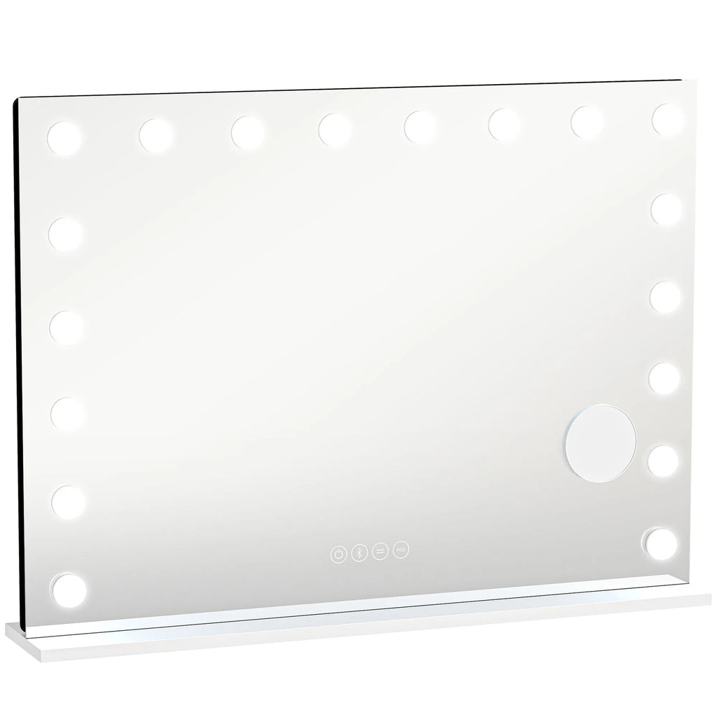 Kosmetinis veidrodis su LED apšvietimu, Bluetooth garsiakalbiu ir 10x didinimu baltas