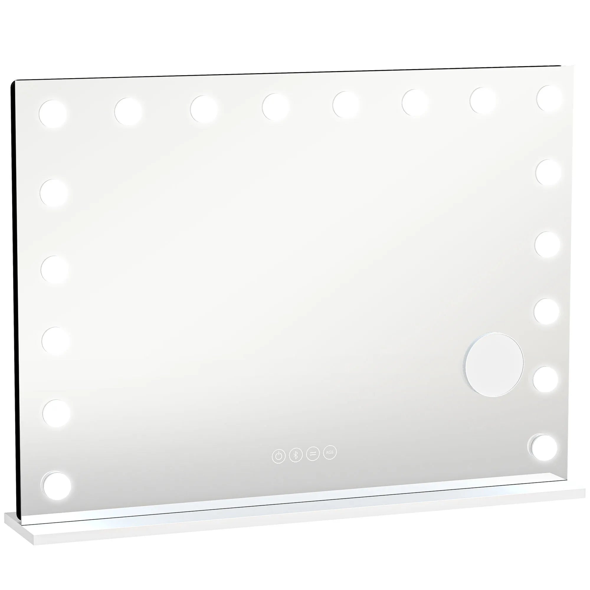 Kosmetinis veidrodis su LED apšvietimu, Bluetooth garsiakalbiu ir 10x didinimu baltas