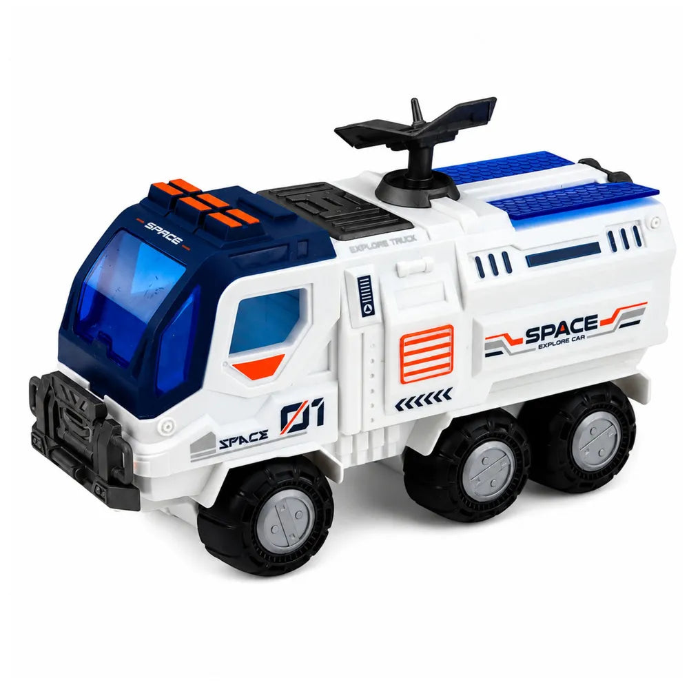 Kosminis žaislų rinkinys su raketa, erdvėlaiviu ir astronautais