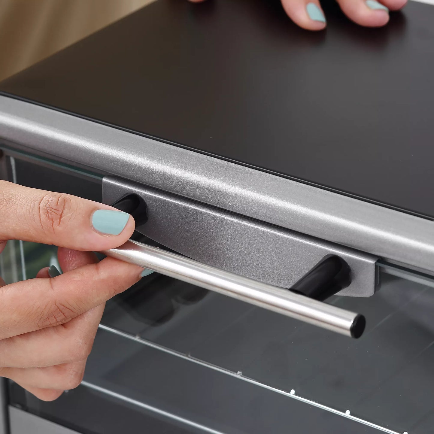 HOMCOM Mini orkaitė 10 L 750 W 100-230℃ 60 min. laikmatis su kepimo skarda, grotelėmis ir išimamu padėklu, Picos orkaitė Sidabrinė