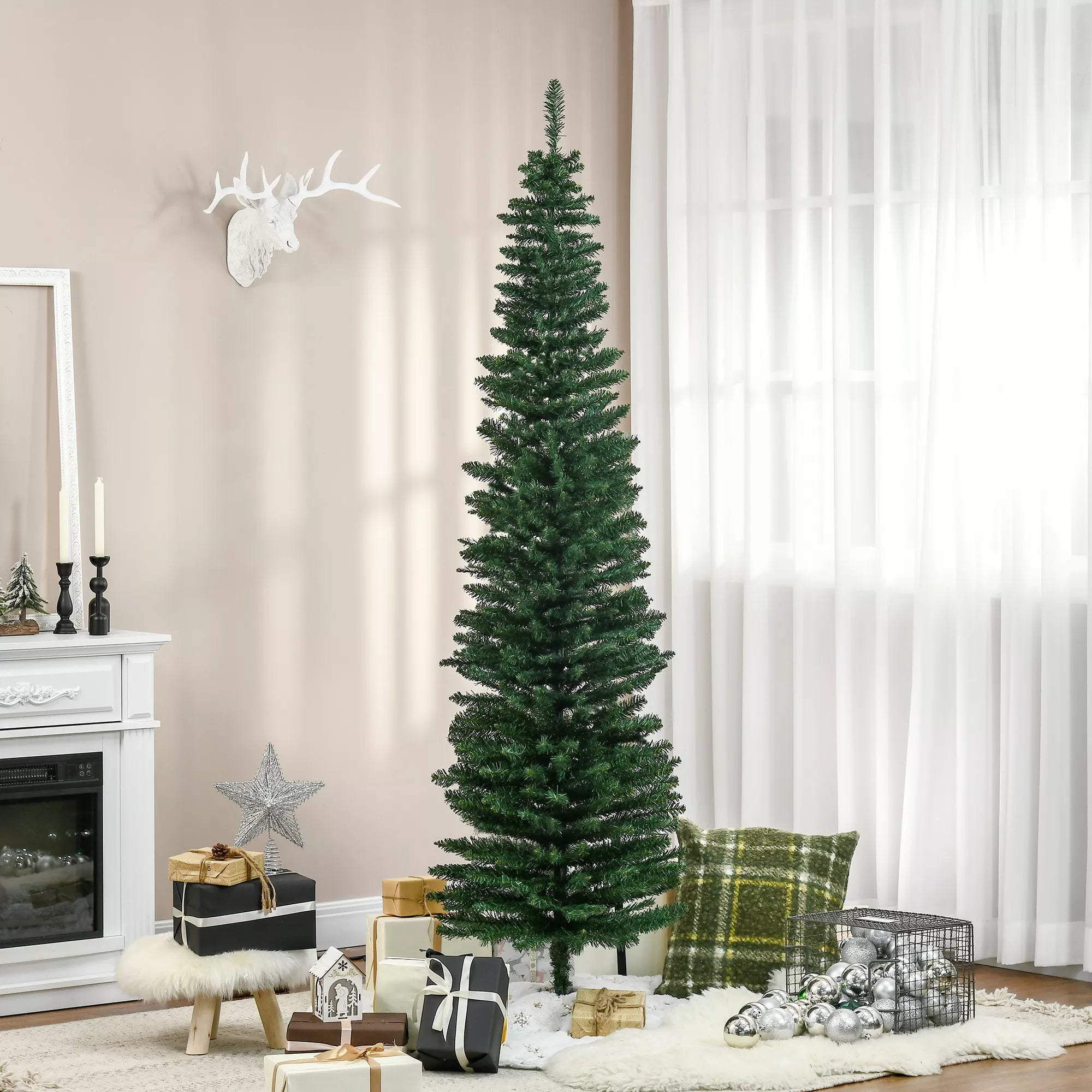 Dirbtinė Kalėdinė eglė, įskaitant stovą, Kalėdų žvaigždė, 2,1 m, žalia