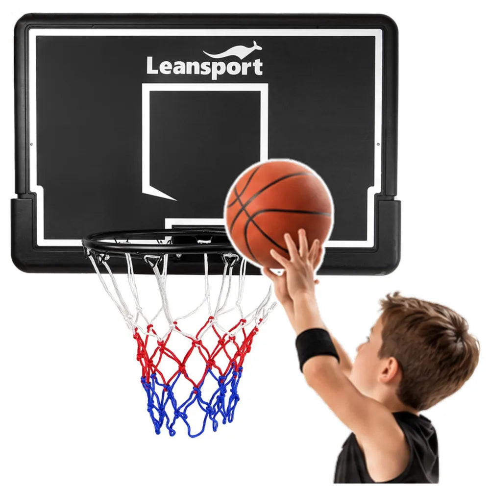 Krepšinio stovas sieninis Leansport, 92 × 62 cm, su lanku ir tinkleliu