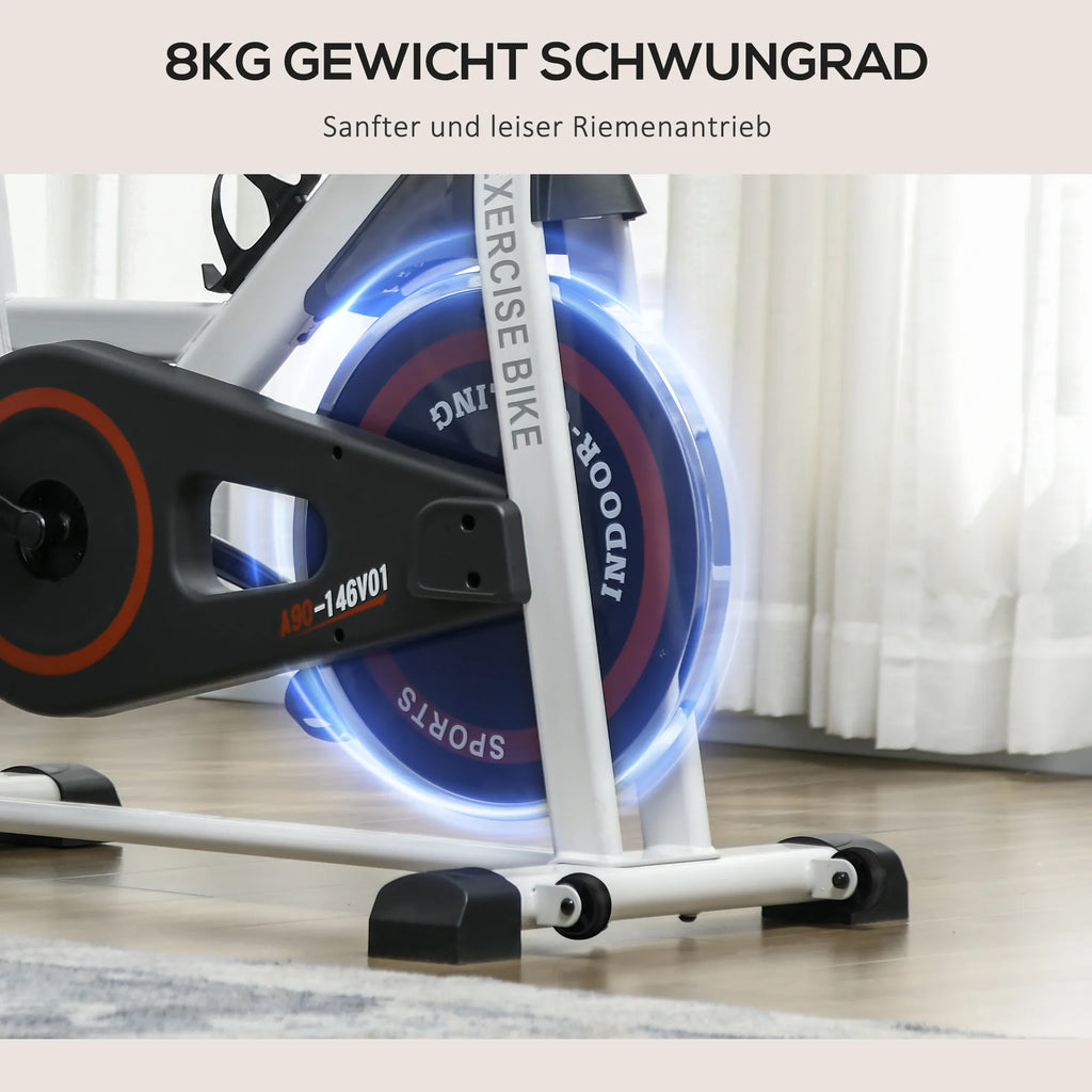 Kūno rengybos dviratis treniruoklis su reguliuojamu pasipriešinimu, iki 120 kg, baltas/juodas