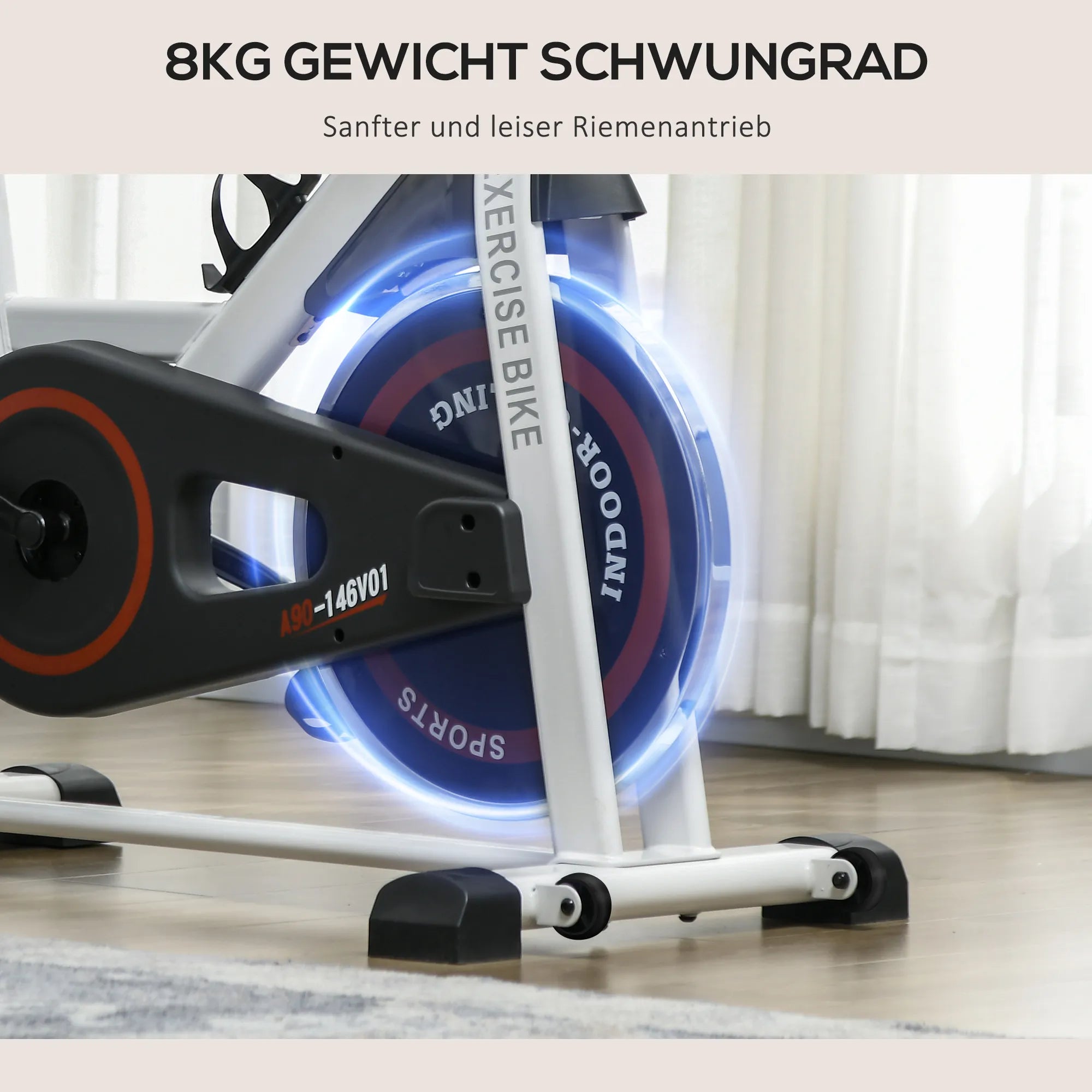 Kūno rengybos dviratis treniruoklis su reguliuojamu pasipriešinimu, iki 120 kg, baltas/juodas