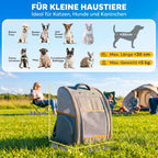 Kuprinė šunims ir katėms, sulankstoma, iki 5 kg, pilka