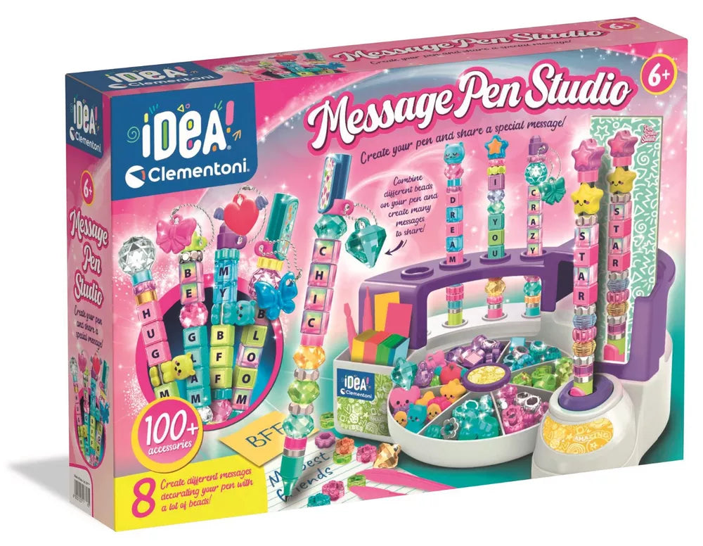 Kūrybinis rinkinys rašikliams dekoruoti Clementoni iDEA! Message Pen Studio, 100+ priedų, nuo 6 metų