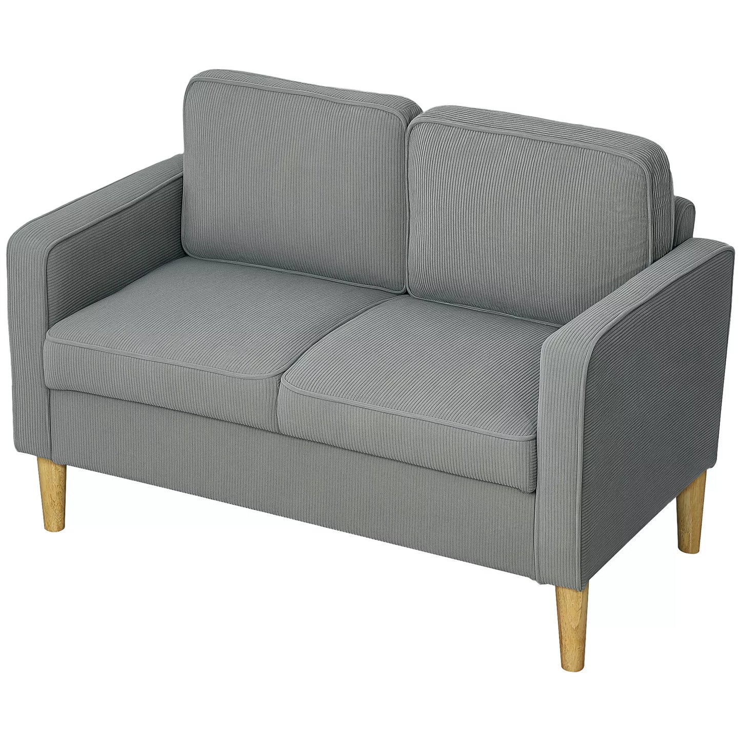 Dviejų vietų sofa su daiktadėže ir tvirtomis medinėmis kojomis, skirta svetainei, miegamajam, 117 x 63 x 79 cm, šviesiai pilka