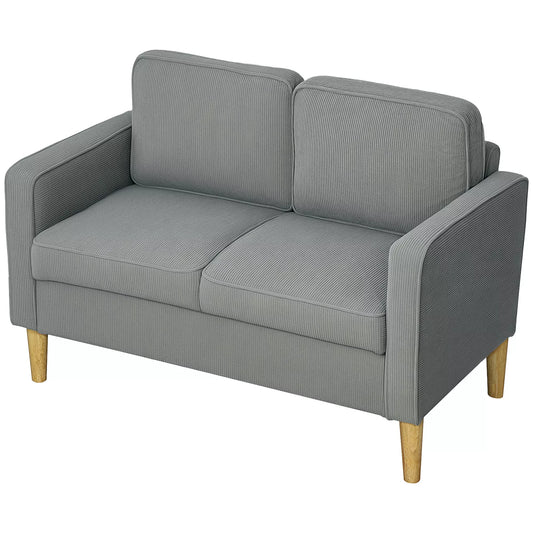Dviejų vietų sofa su daiktadėže ir tvirtomis medinėmis kojomis, skirta svetainei, miegamajam, 117 x 63 x 79 cm, šviesiai pilka