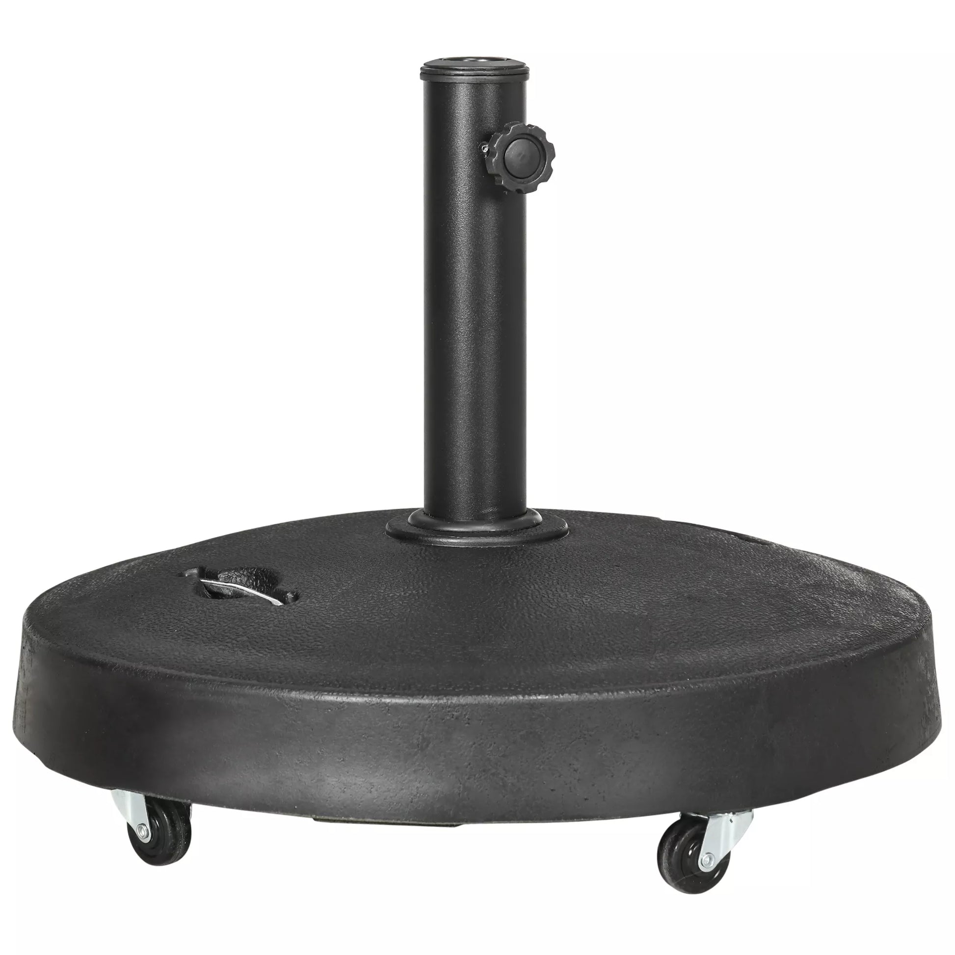 Skėčių stovas Skėčių padas Skėčių laikiklis, atsparus atmosferos poveikiui, su ratukais, Ø53 x 41H cm, juodas