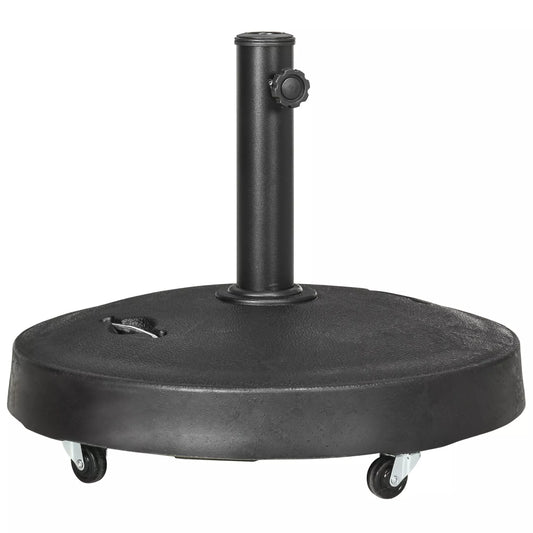 Skėčių stovas Skėčių padas Skėčių laikiklis, atsparus atmosferos poveikiui, su ratukais, Ø53 x 41H cm, juodas