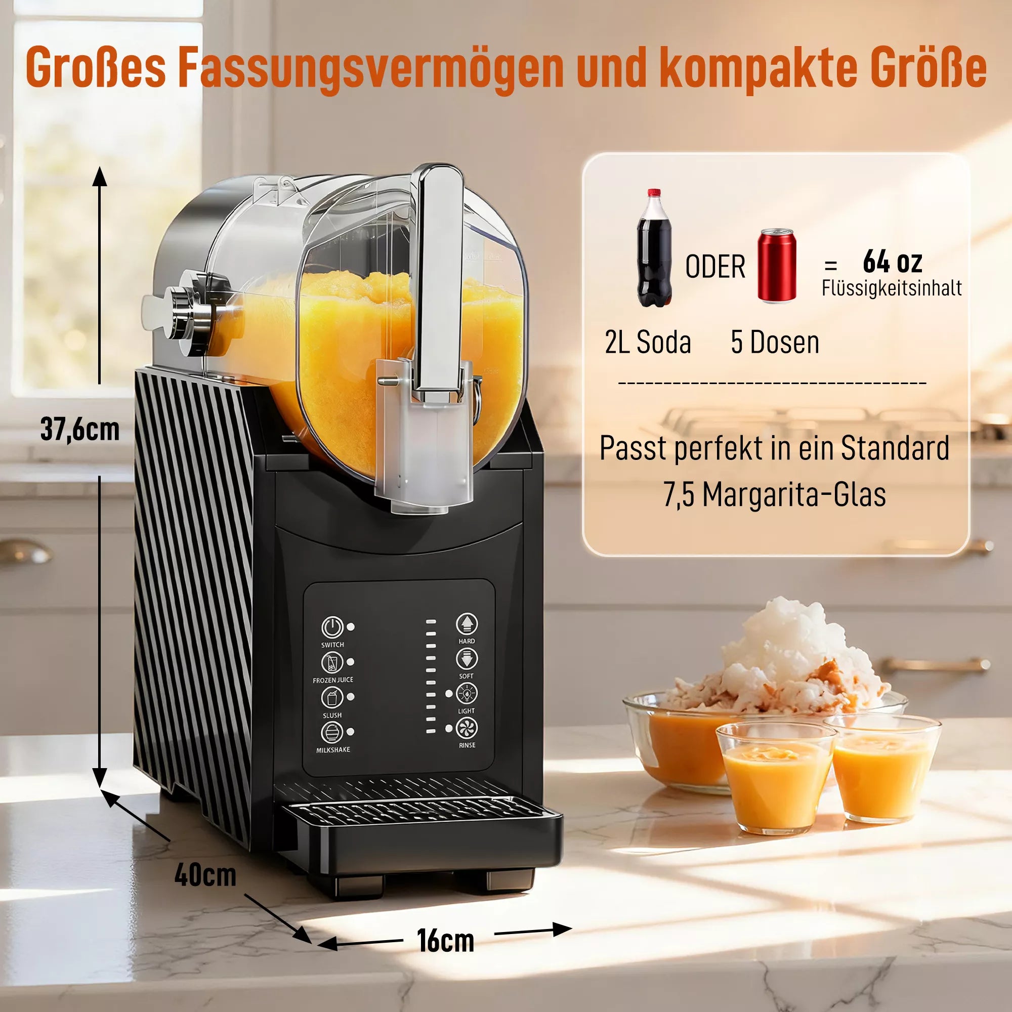 Sniego aparatas, greitas aušinimas, maišymo funkcija, 2,4 L, apšvietimo funkcija, juoda