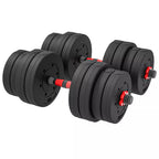 2 viename Hantelių rinkinys 30 kg, reguliuojama trumpoji ir ilgoji štanga, profesionalus "Dumbbell" jėgos treniruoklis, juodos spalvos