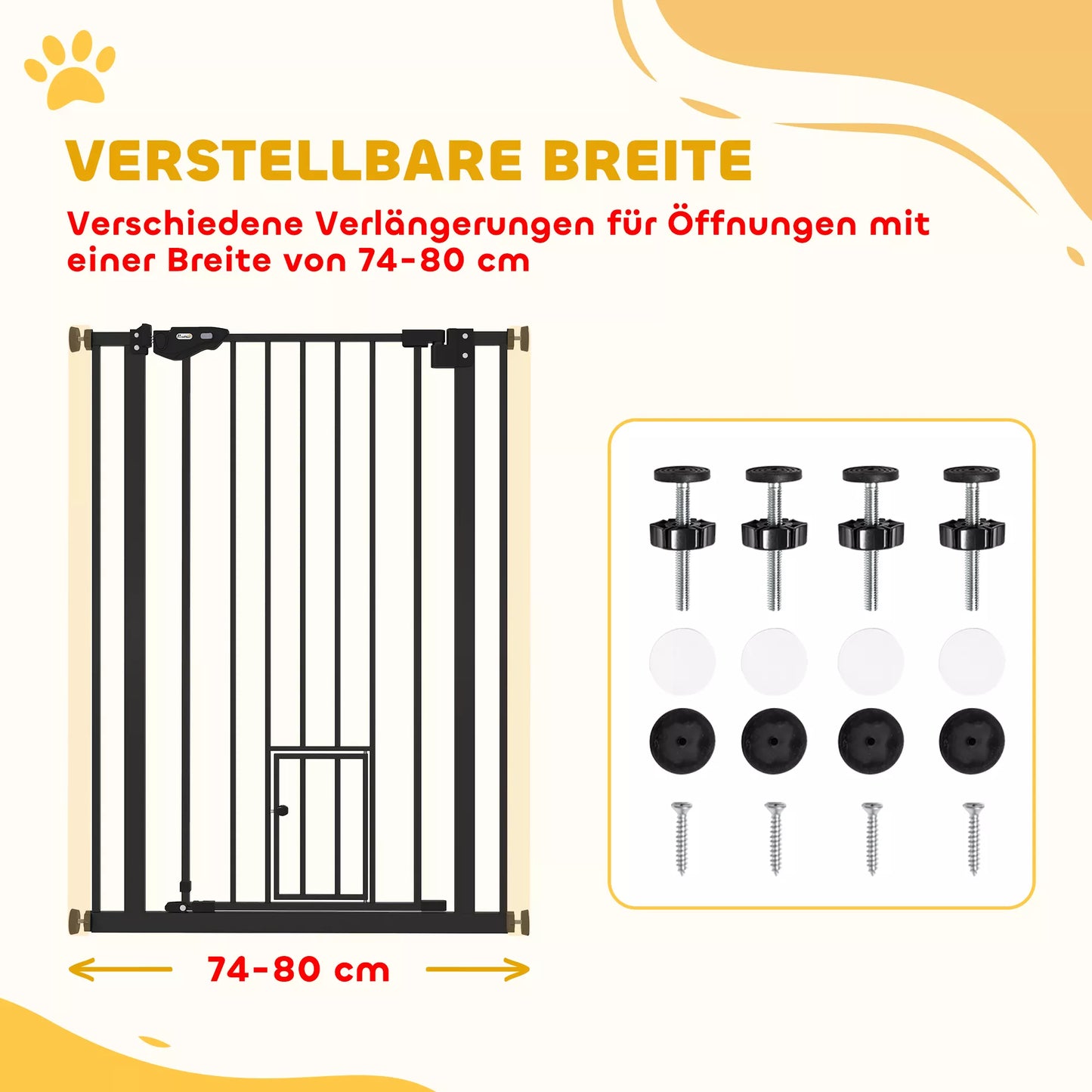 Šunų apsauginiai varteliai, dvigubas užraktas, savaime užsidarančios durys, 104 cm aukščio, plieniniai, juodi