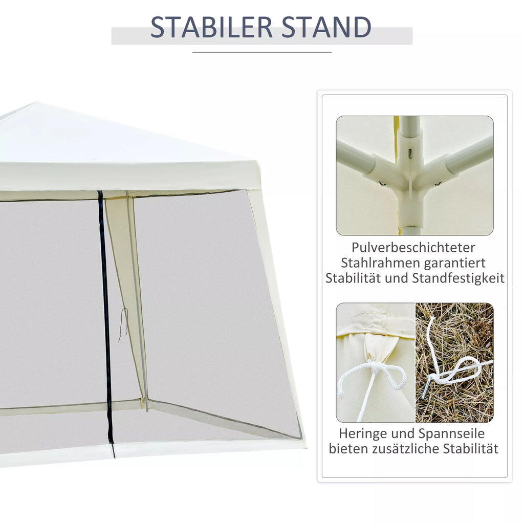 Sodo paviljonas Paviljonas Šventinis palapinė Vėtrinė palapinė su moskitine tinkleliu Metalo + poliesterio kreminės spalvos 3 x 3 m