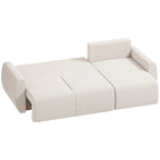 L formos sofa lova su patalynės dėže, veliūrinė, smėlio spalvos