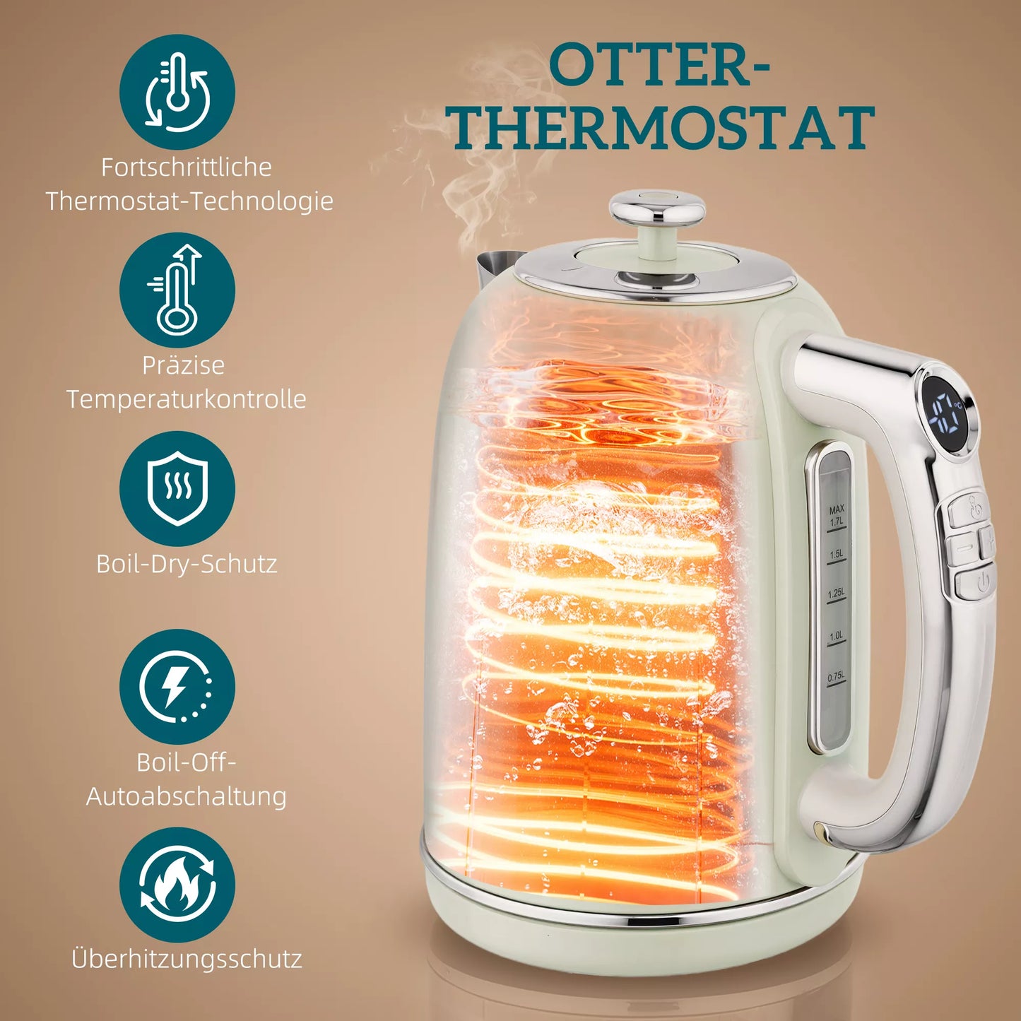 Virdulio ir skrudintuvų rinkinys, LED ekranas, 1,7 litro, 2200W, retro dizainas, atminties funkcija, pilka