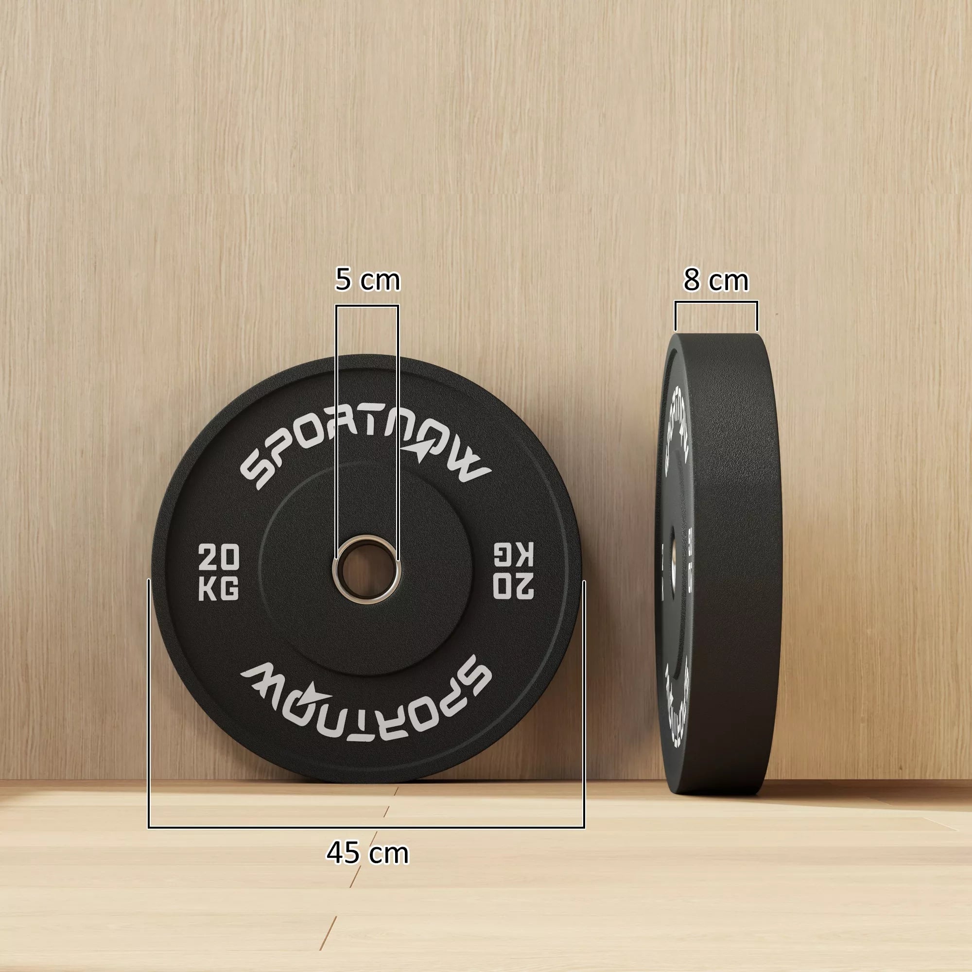 Svorių plokštelės 2 x 20 kg, olimpinio standarto, juodos