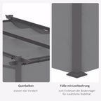 Pergola, įskaitant tvirtinimo medžiagas, ištraukiamas stogas, 2,97 m x 2,95 m x 2,3 m, tamsiai pilka