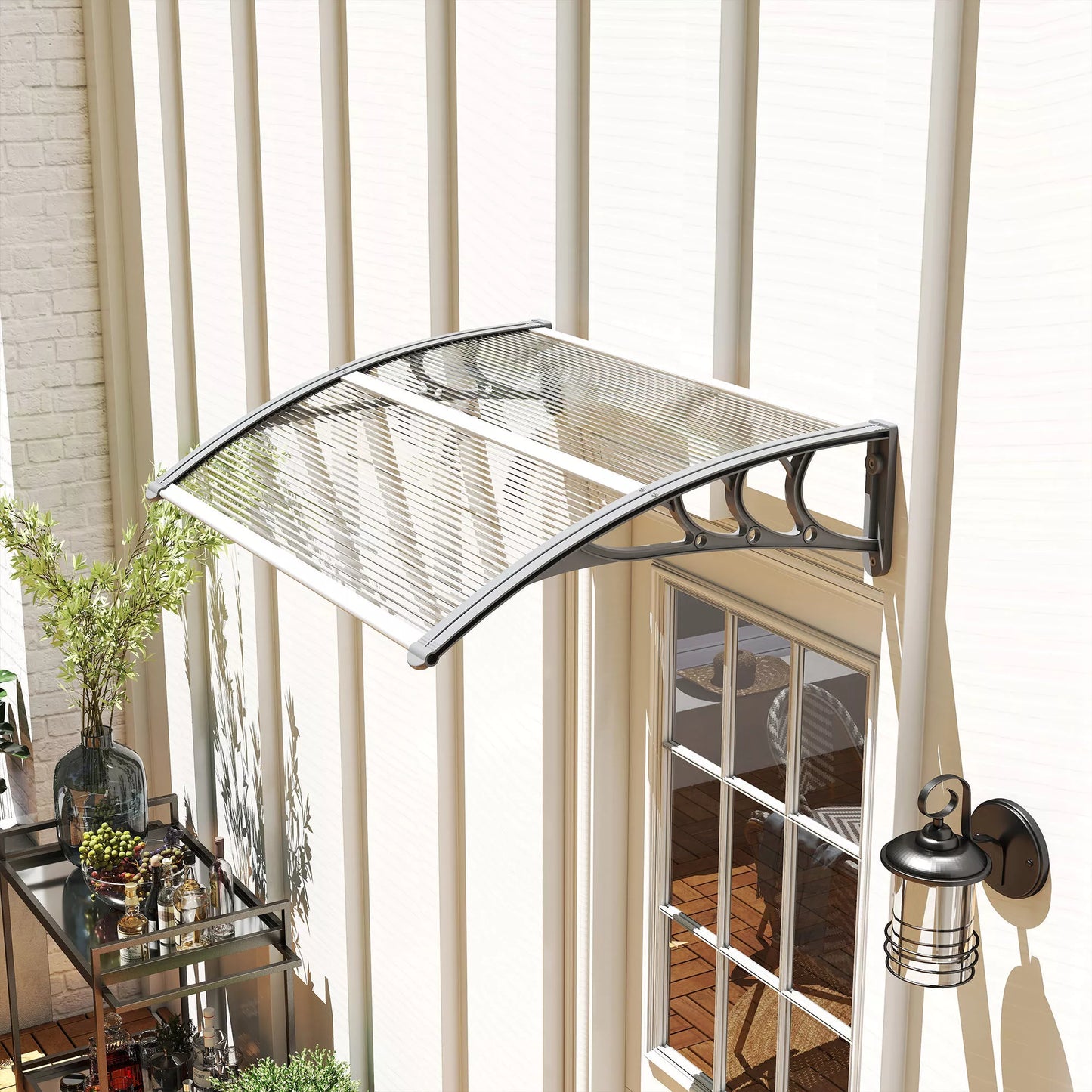 Stogelis prie įėjimo, Stogelis virš durų, Stogelis įėjimams ir langams, 100I x 75P x 23A cm, Sidabrinis