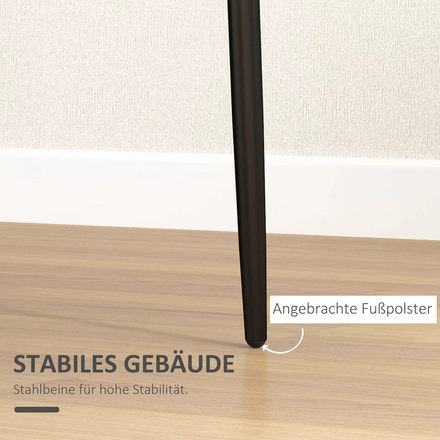 4 vnt. rinkinys Valgomojo Kėdės, Dizainas be porankių, Audinio apmušalas, Metalinės kojos, Juodos