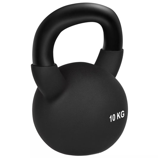 Svarstis (Kettlebell), 10 kg, su plastiko danga, plienas, juodas, 19 x 12 x 22 cm