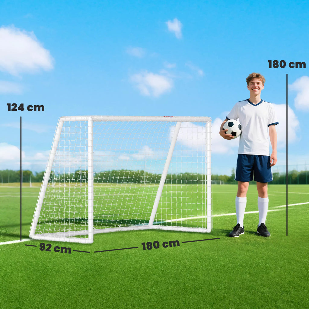 Futbolo vartų matmenų schema: 180 x 92 x 124 cm