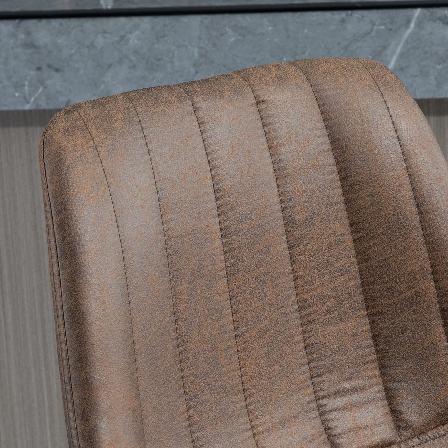 2 vnt. rinkinys baro kėdžių retro dizaino, su atrama kojoms, reguliuojamo aukščio, su dujiniu pakėlimu, ruda + juoda