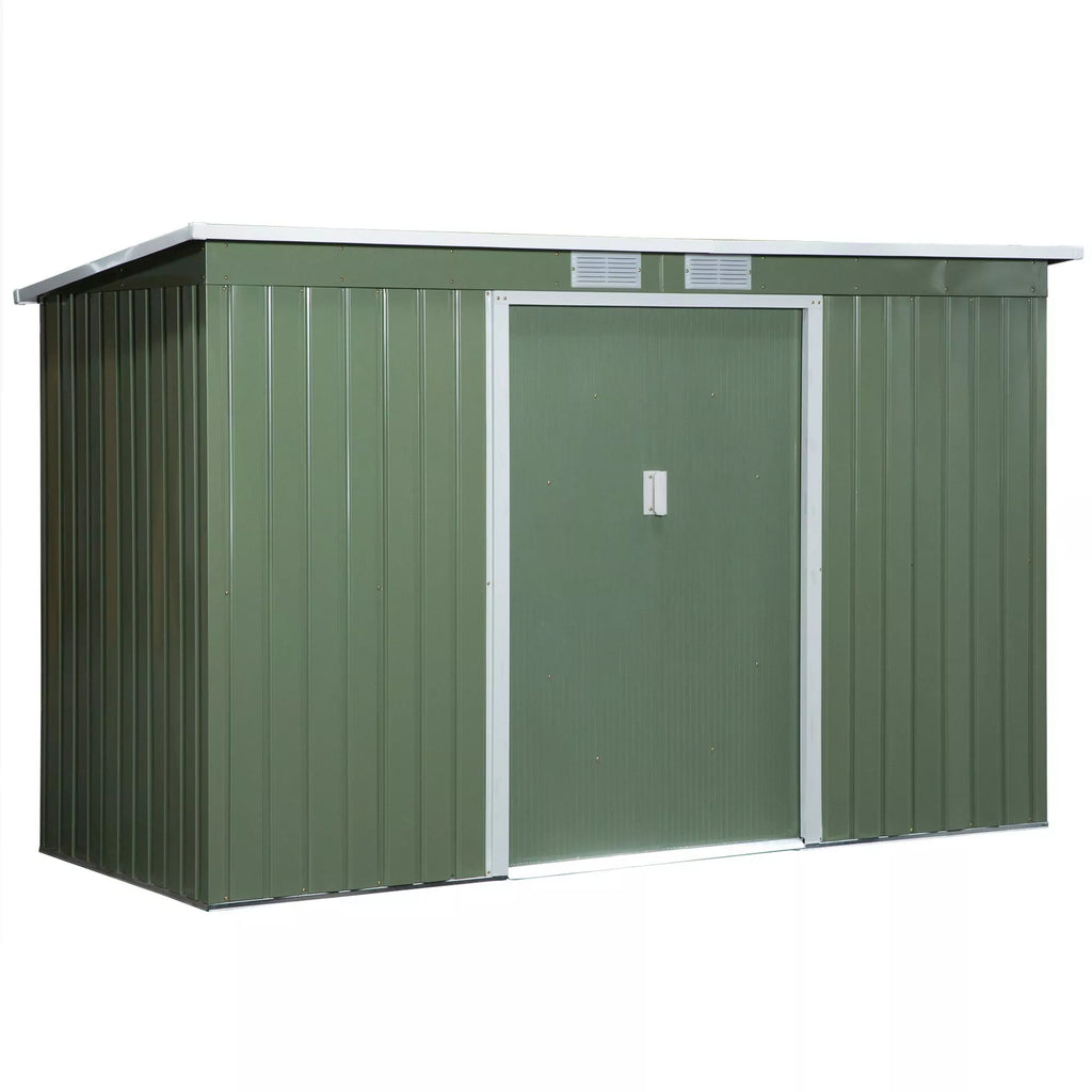 Sodo namelis metalinis su stumdomomis durimis 280x130x172 cm, šviesiai žalias