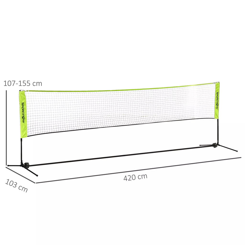 Badminton tinklas reguliuojamu aukščiu 107-155 cm, geltonas