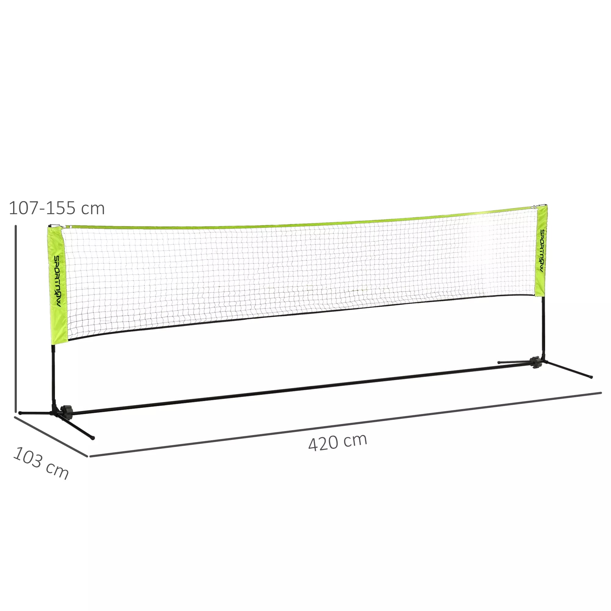 Badminton tinklas reguliuojamu aukščiu 107-155 cm, geltonas