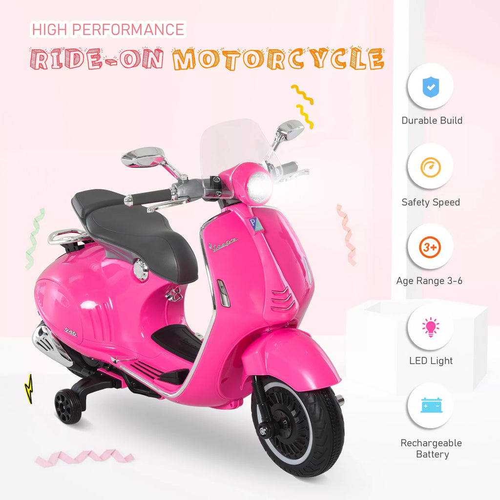 Elektrinis motociklas vaikams su MP3 grotuvu, žibintais, 3–6 metai, dirbtinė oda, metalas, 108 x 49 x 75 cm, rožinis