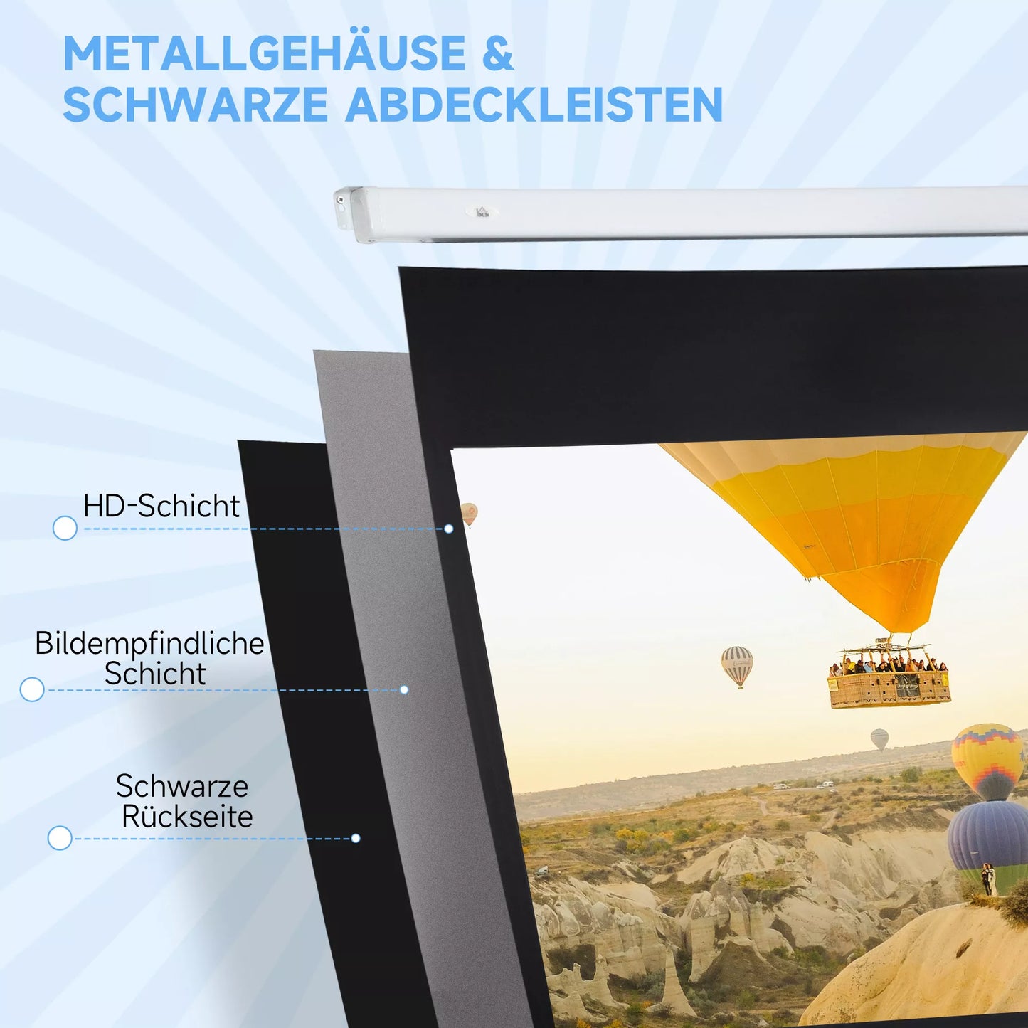 Projektoriaus ekranas, projekcijos ekranas, 16:9, 84 coliai, nuotolinio valdymo pultas, variklis