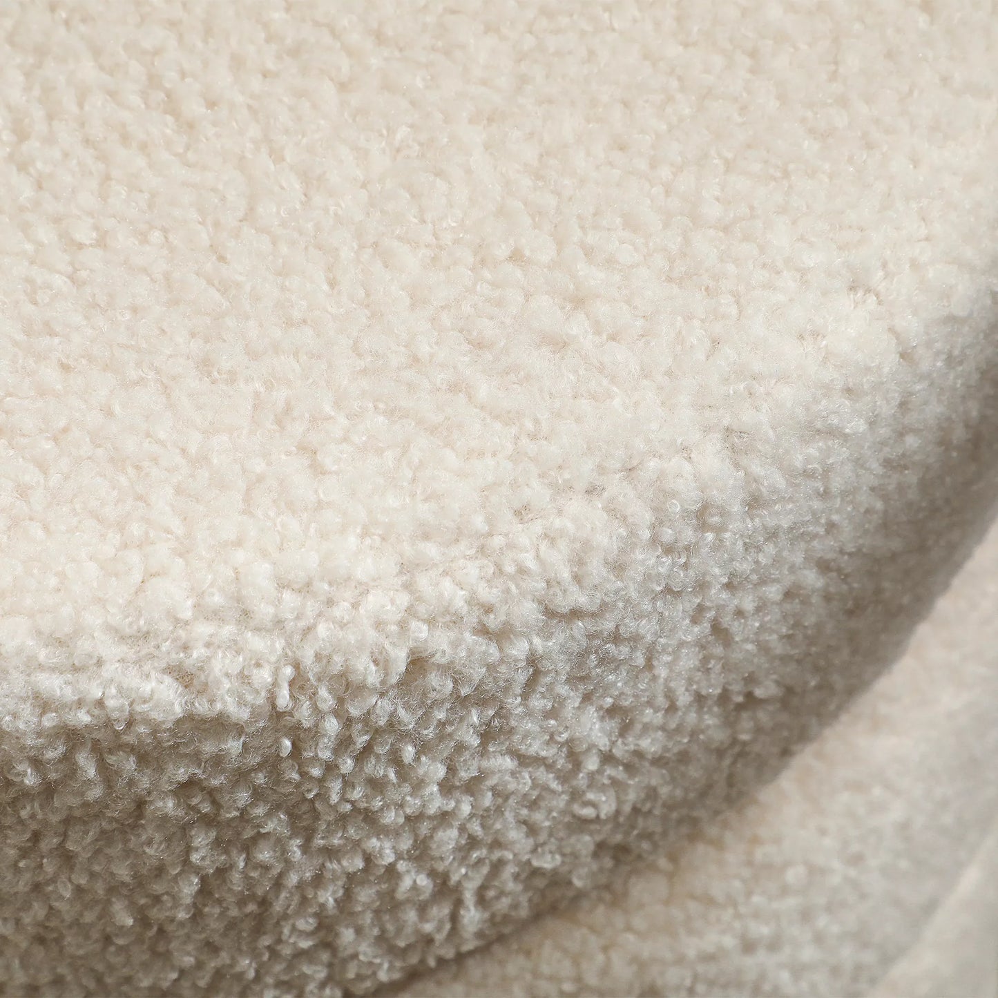 Apvalus pufas, Teddy vilna, iki 120kg, Ø40x45cm, smėlio spalvos