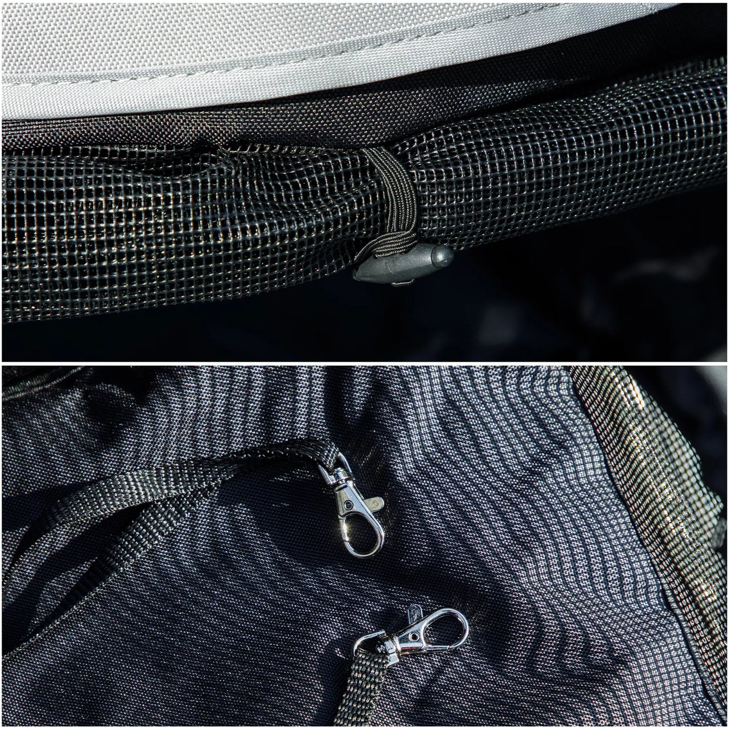 Vežimėlis augintiniams, saugos dirželiai, tinklinis langas, 76I x 44P x 103A cm, tamsiai žalias