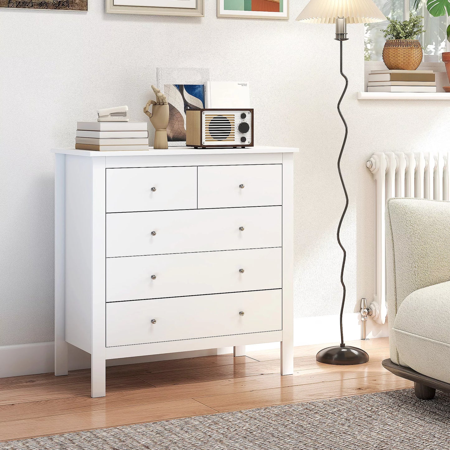 Komoda, spintelė, tylus atidarymas/uždarymas, apsauga nuo apvirtimo, 79 x 39,5 x 80,5 cm, Balta