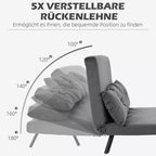 Sofa-lova su informacine grafika apie reguliuojamą atlošą