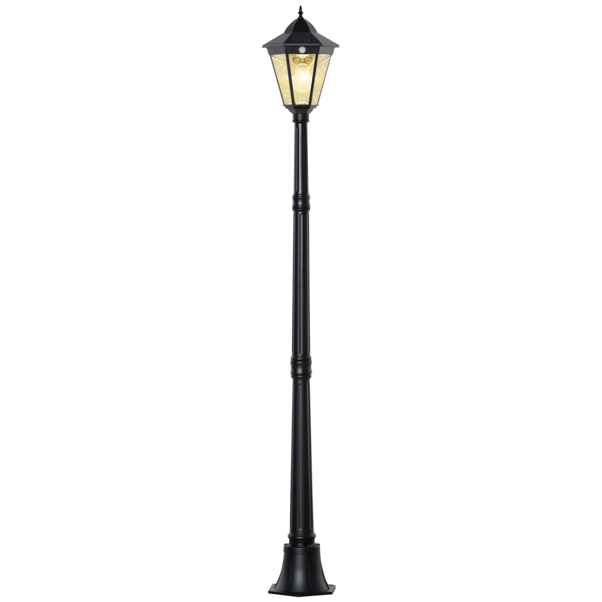 Saulės sodo šviestuvas/žibintas, 19 LED, 130 Liumenų, 3000K, Aliuminio, Grūdintas stiklas, Juodas, 22 x 22 x 194 cm