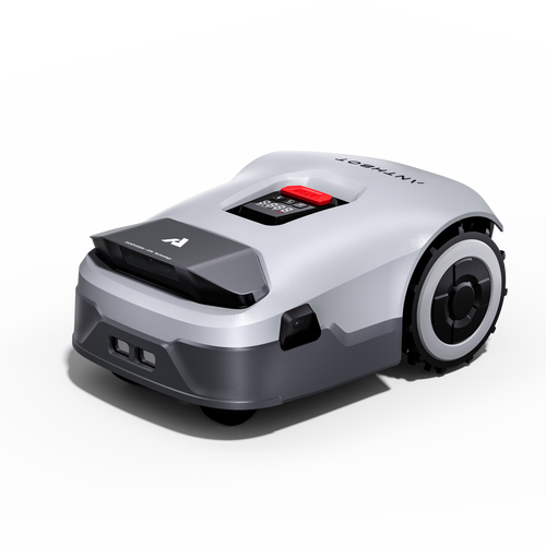 Anthbot Genie 800 vejų pjovimo robotas pilkas, vaizdas iš priekio baltame fone