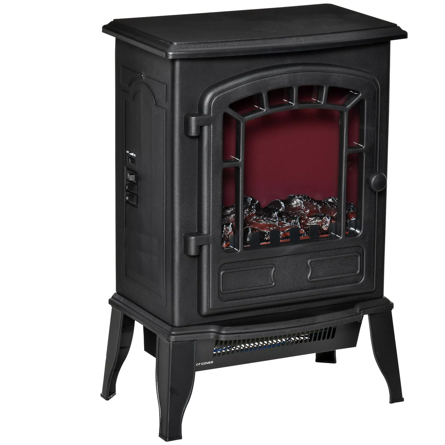 Elektrinis grindų židinys, 2 šildymo pakopos,  realistiškas liepsnos efektas, universalus