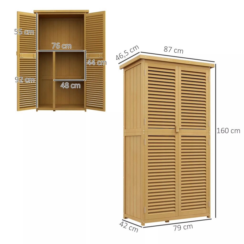Sodo komoda, atspari atmosferos poveikiui, 2 durys su spyna, pušies mediena, 87L x 46,5B x 160H cm, šviesiai geltona