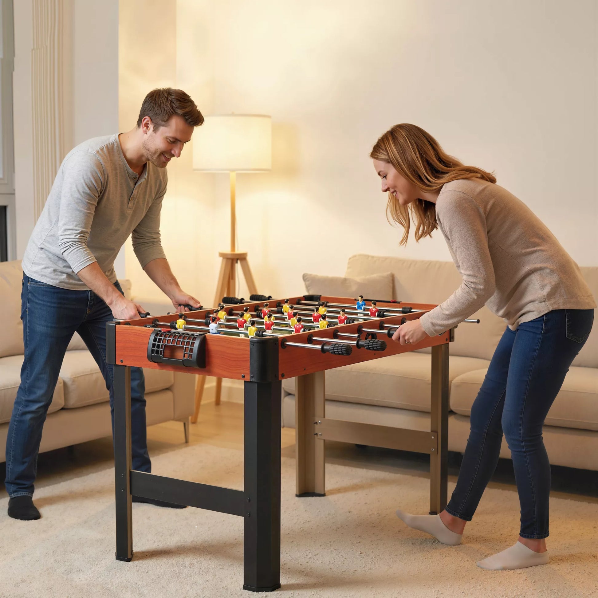 Stalo futbolas, stalo futbolo rinkinys, 2 kamuoliai, neslystančios rankenos, paaugliams ir suaugusiems, rezultato indikatorius, MDF, metalas, spalvingas