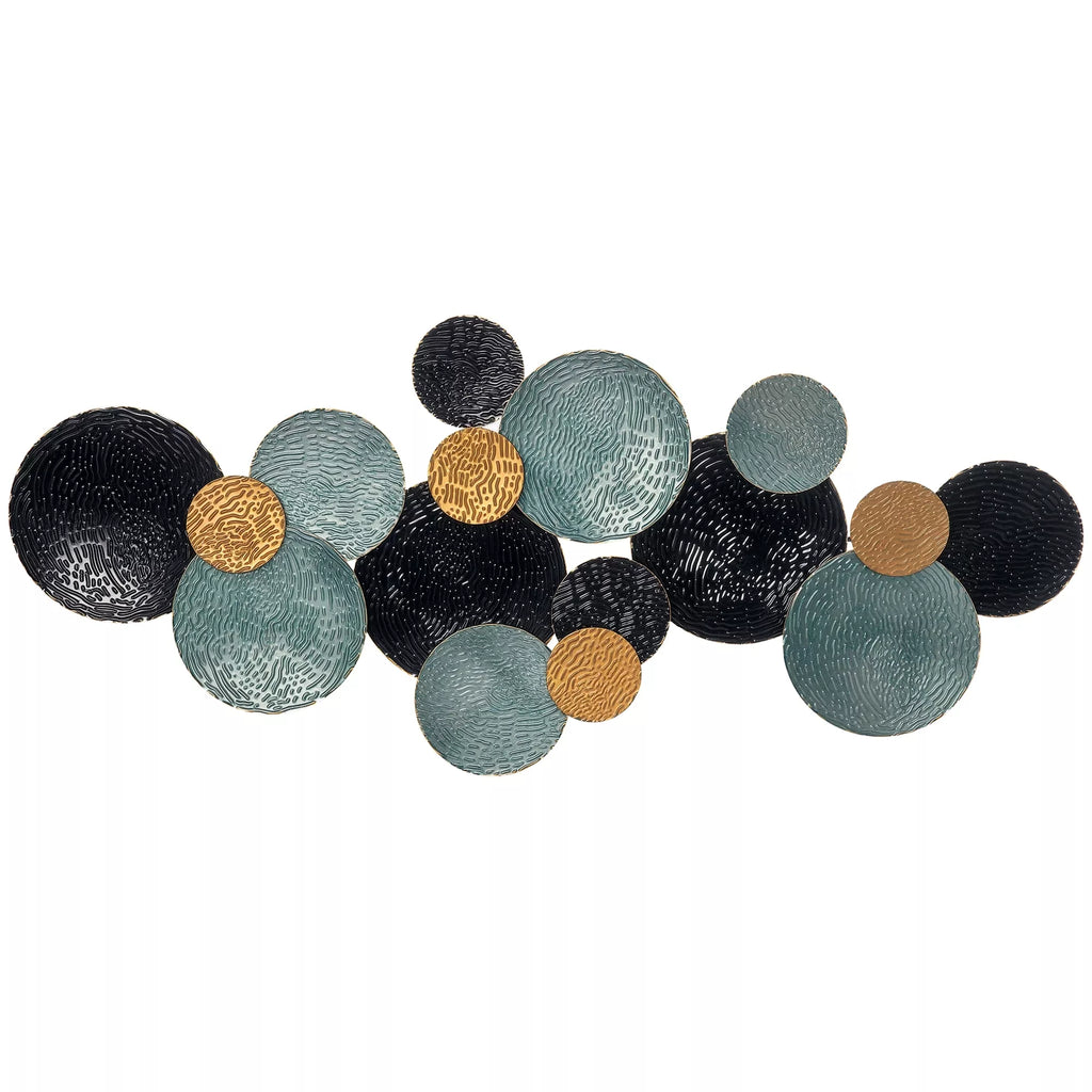 3D sienų dekoracija su apskritimais 121 cm x 4 cm x 53 cm Metalas Mėlyna + Juoda