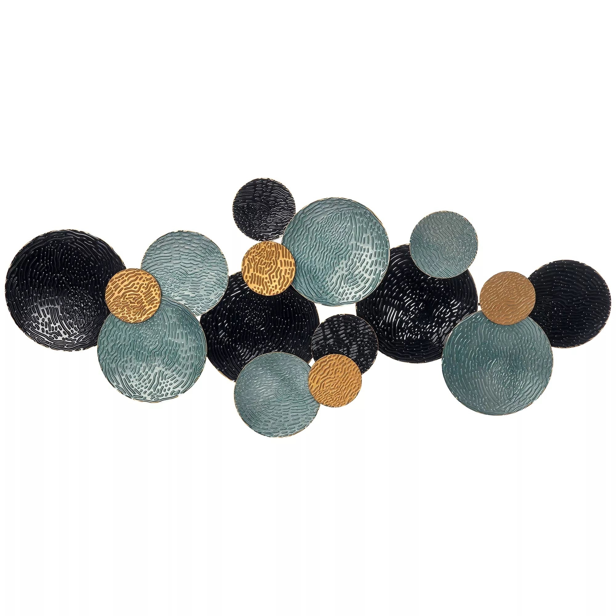 3D sienų dekoracija su apskritimais 121 cm x 4 cm x 53 cm Metalas Mėlyna + Juoda