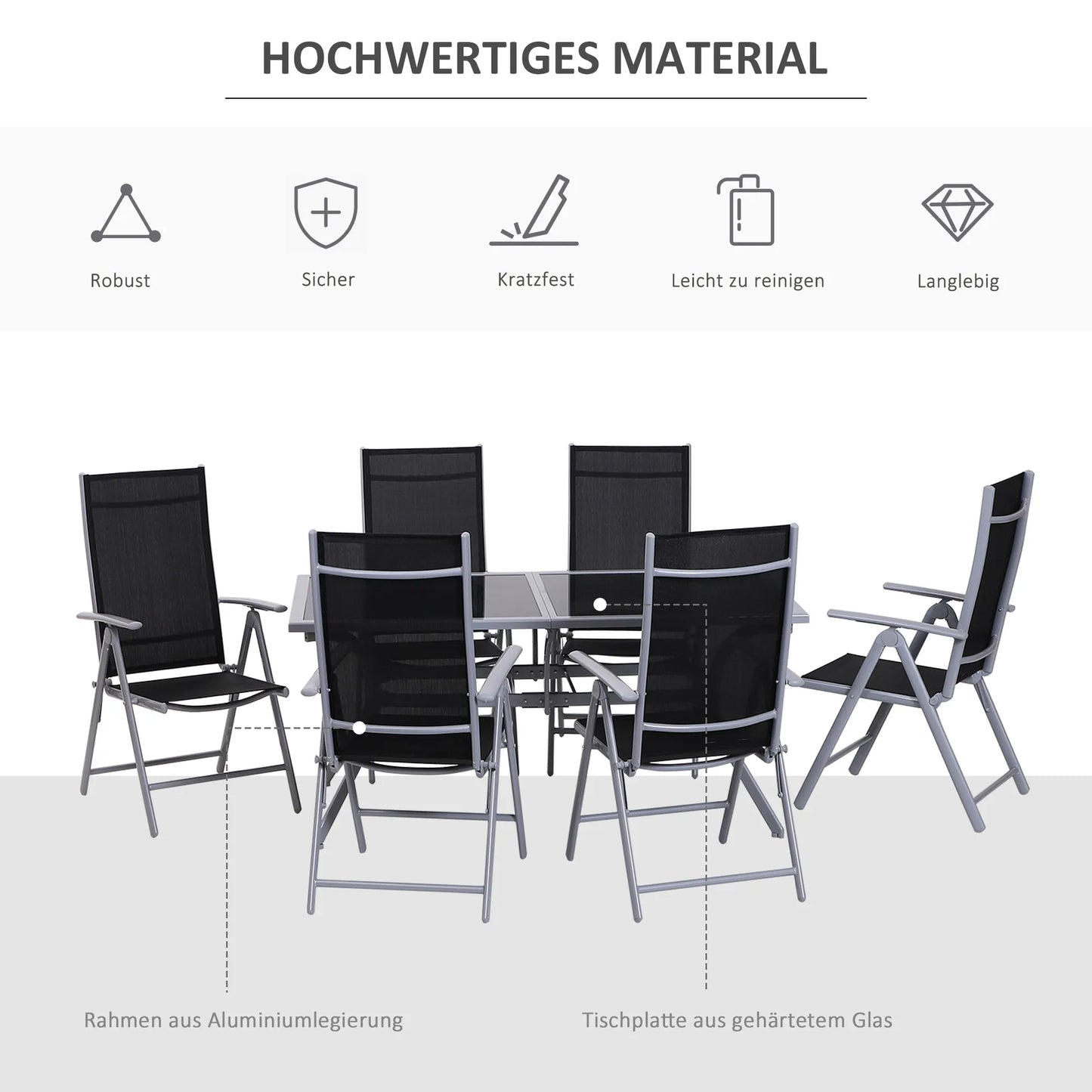 Lauko baldų komplektas 6 žmonėms, sėdimoji grupė, sodo baldų komplektas, aliumininis