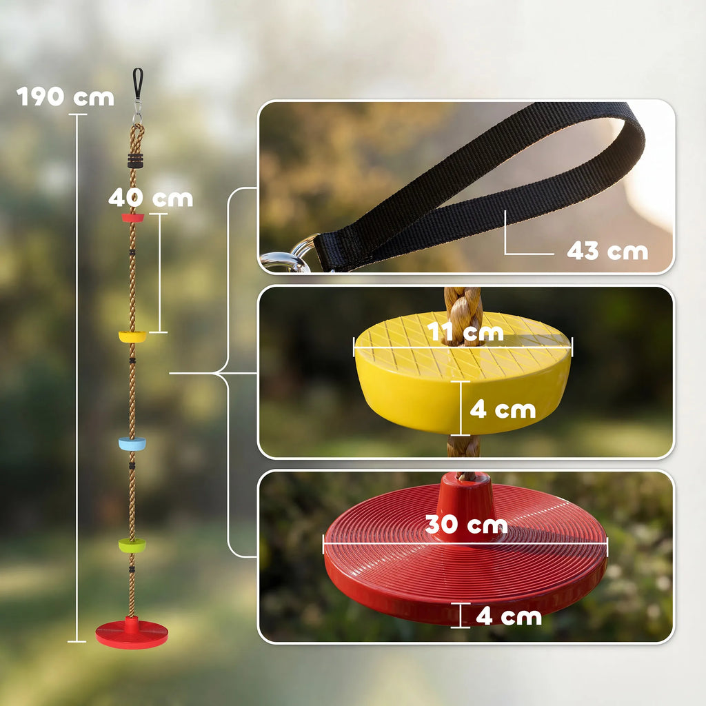Laipiojimo virvė su sūpuoklėmis, 3–8 metų vaikams, iki 50 kg, raudona