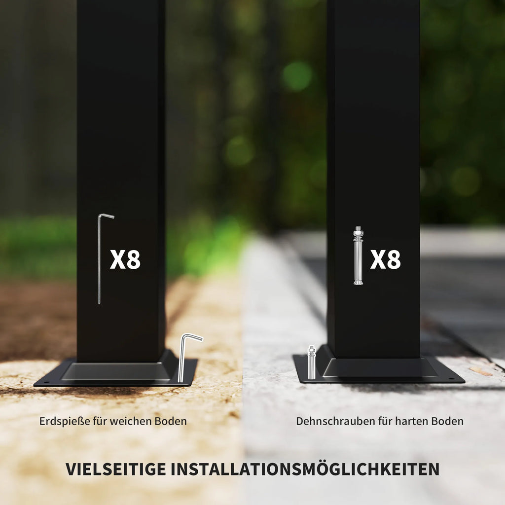 Laisvai pastatoma pergola, terasos stoginė su magnetiniu fiksavimu ir stumdomu stogu, aliuminis ir poliesteris, 3x3 m, antracitas