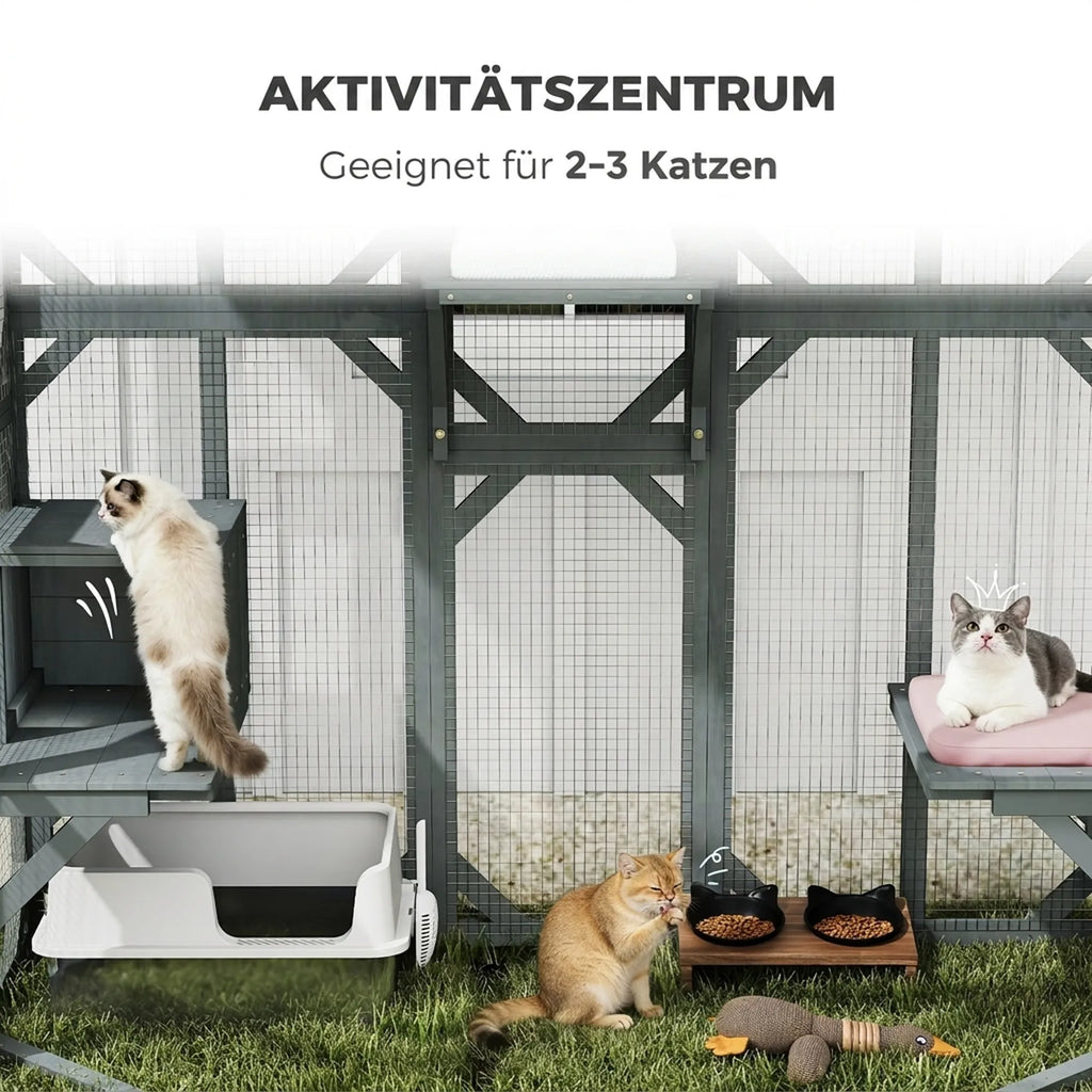 Lauko aptvaras katėms, 4 platformos, 2–3 katėms iki 8 kg