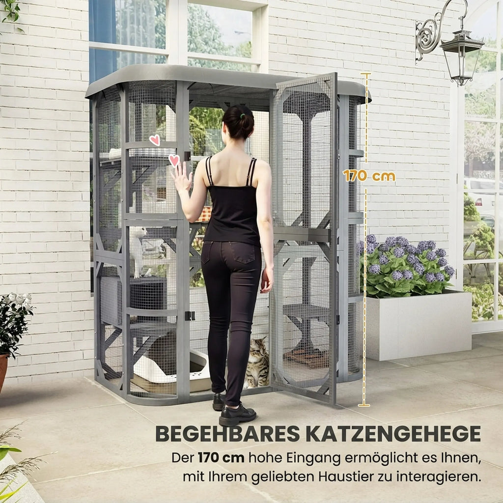 Lauko aptvaras katėms, 4 platformos, 2–3 katėms iki 8 kg